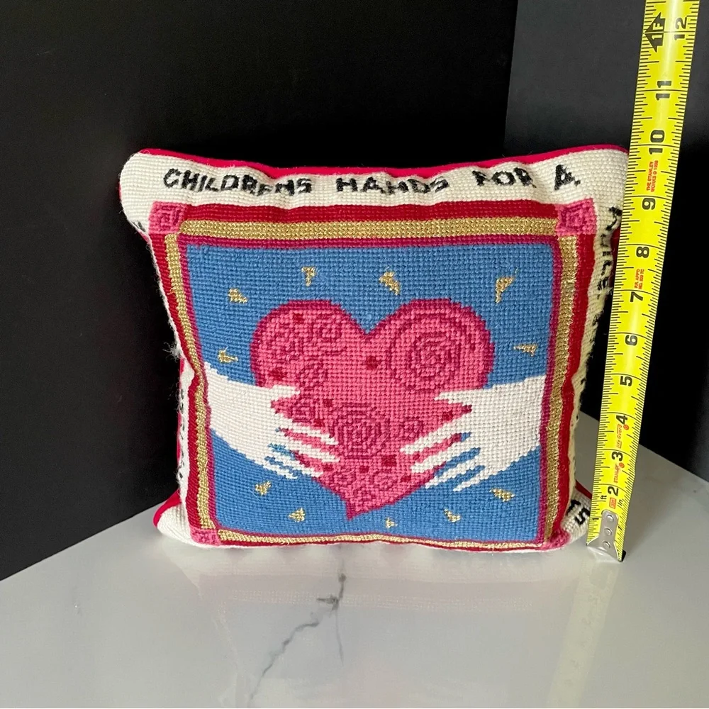 "A Mother Holds Her Children's Hands" Needlepoint Pillow - Picture 7 of 12
